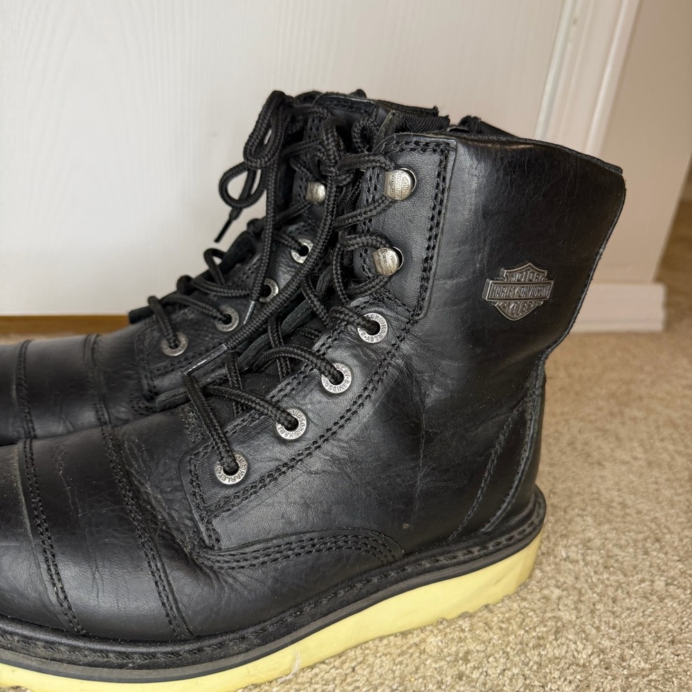 Harley-Davidson Marconi Black Leather Lace-Up Motorcycle Boots - Picture 7 of 12